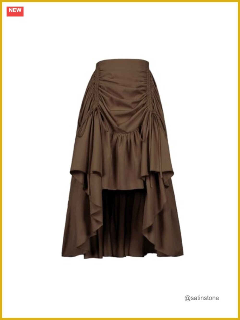 Victorian Steampunk High Low Renaissance Skirt Elastic Waist Cosplay